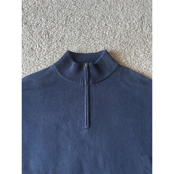 LL Bean Mens XL Tall Navy Blue 1/4 Zip Pullover Sweater Navy Blue Chunky - Picture 6 of 8
